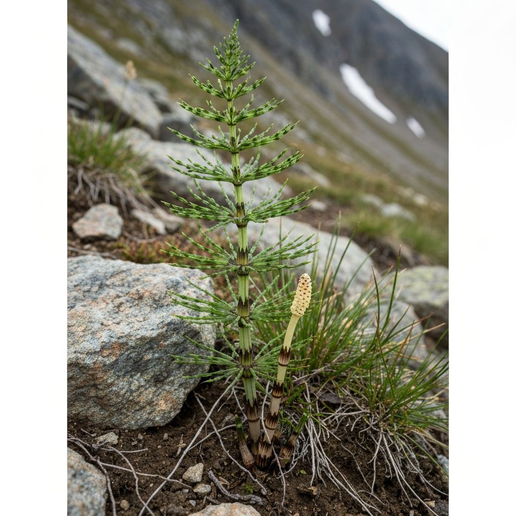 Horsetail plant with segmented stems
