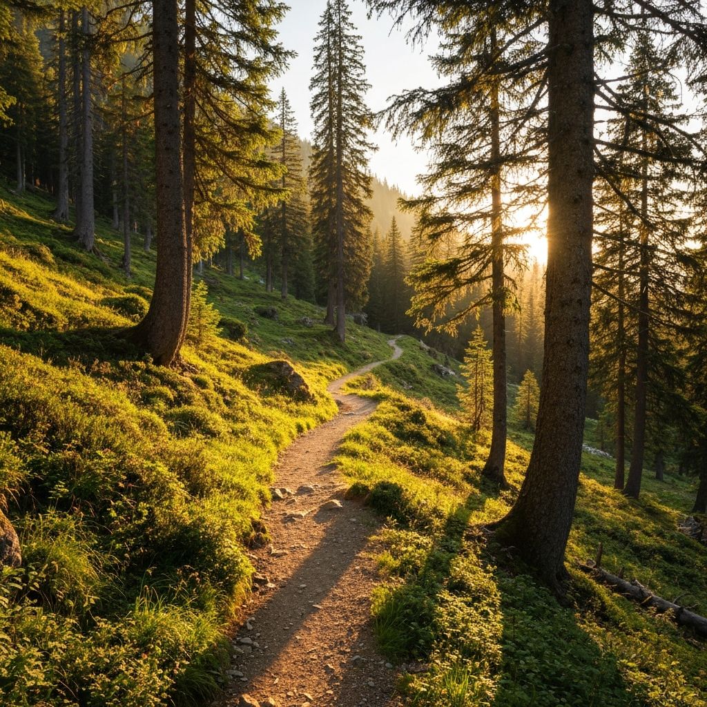Alpine trail through mountainous terrain